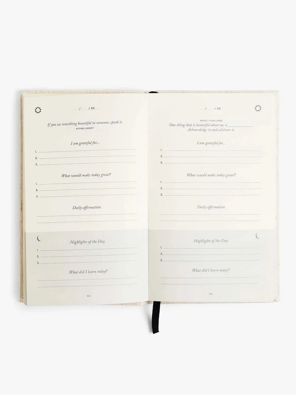 The Five Minute Journal (Fit Edition) Hardcover - Natural Linen